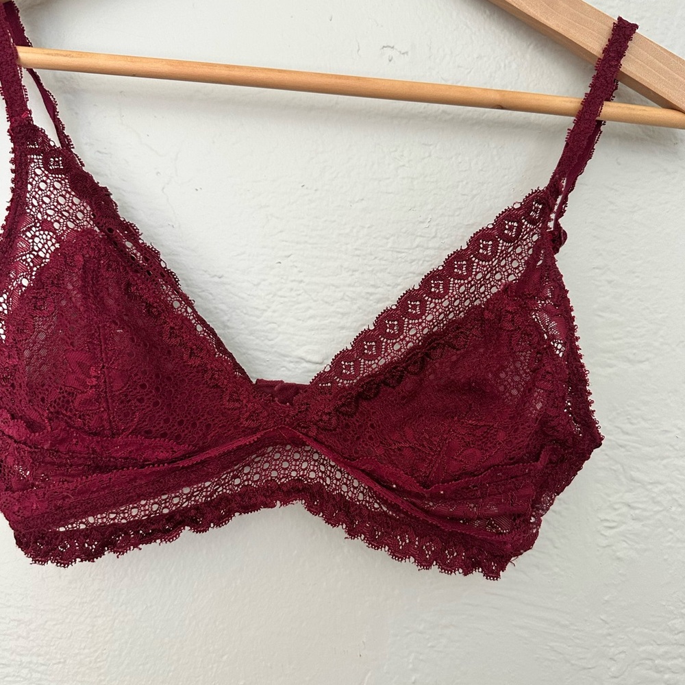Elegant Red Lace Bra with Plunging Neckline